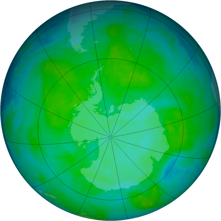 Antarctic ozone map for 22 December 1985